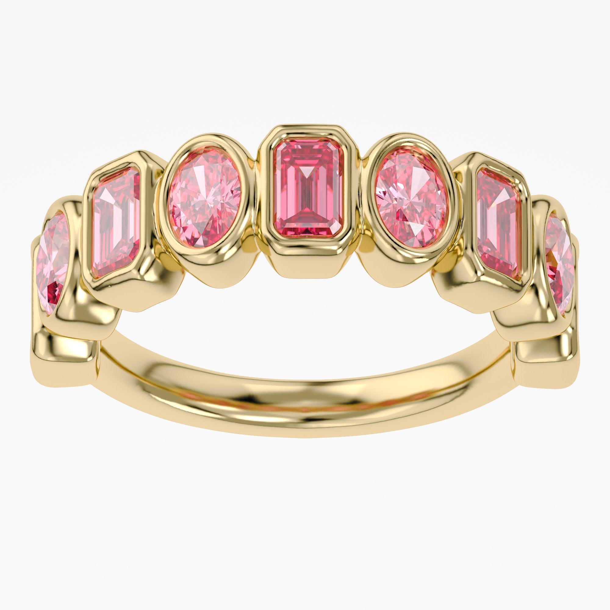 Oval and Round Shape 1.80 Carat Lab Grown Diamond Half Eternity Ring