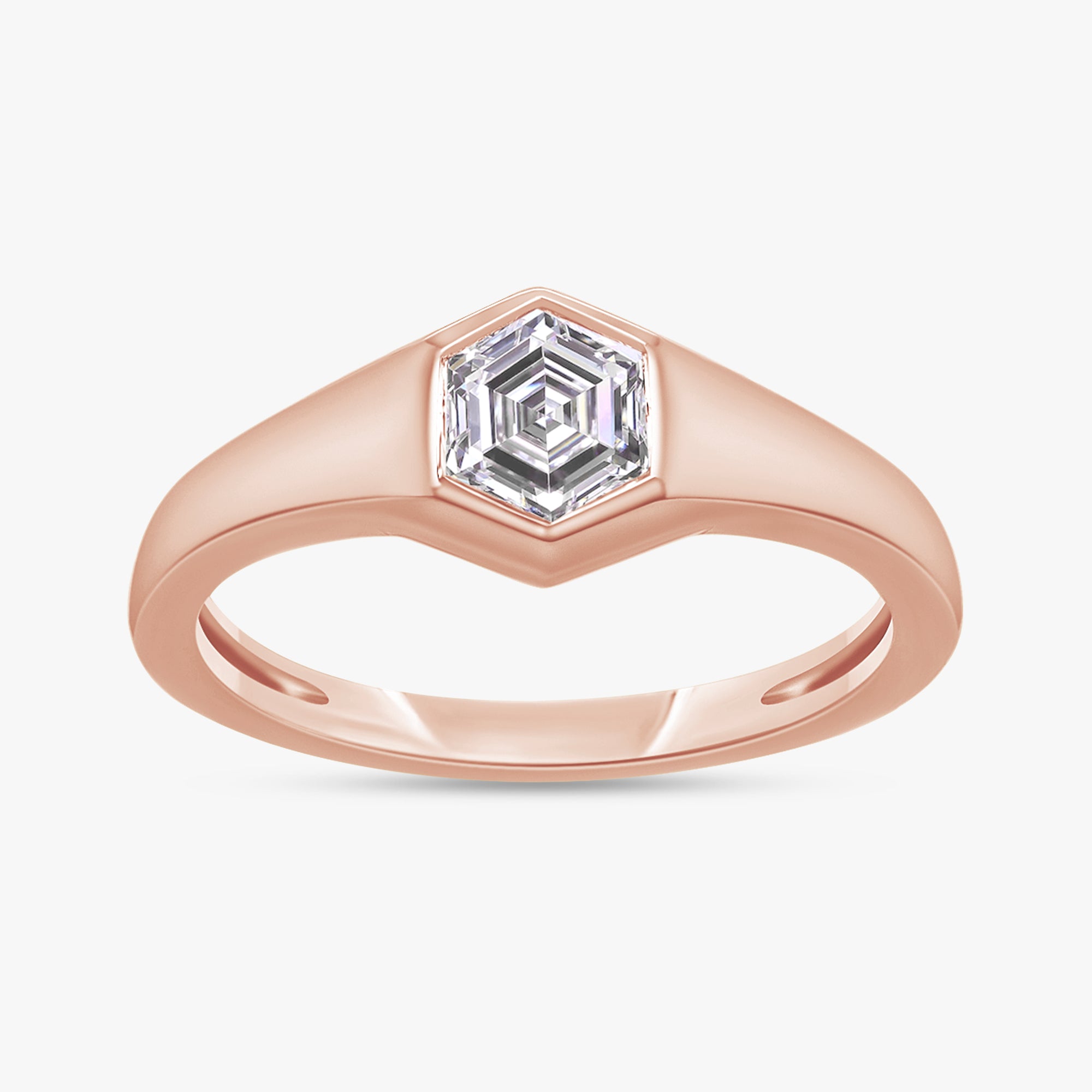 Hexagon Shape 0.50 Carat Lab Grown Diamond Solitaire Rings