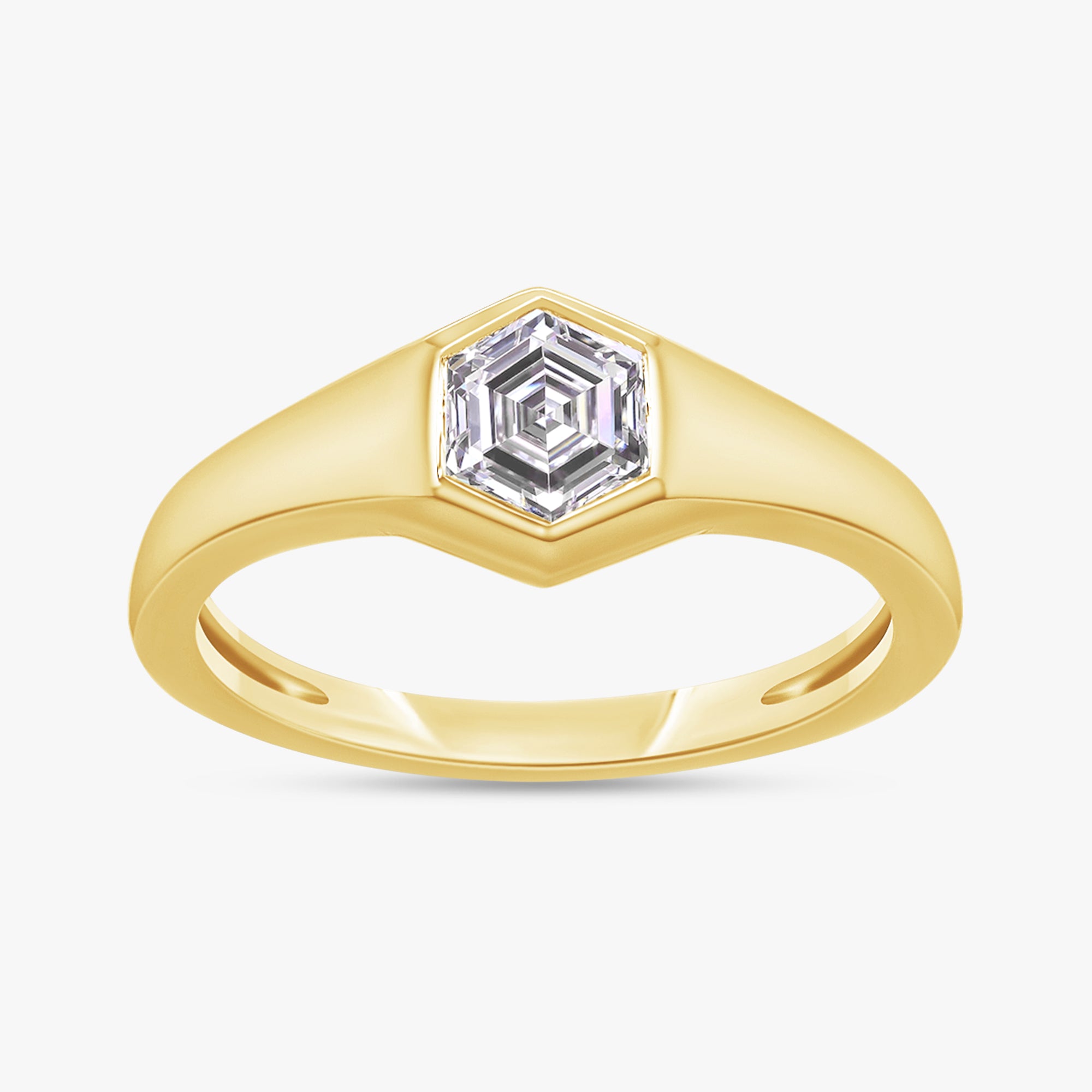 Hexagon Shape 0.50 Carat Lab Grown Diamond Solitaire Rings