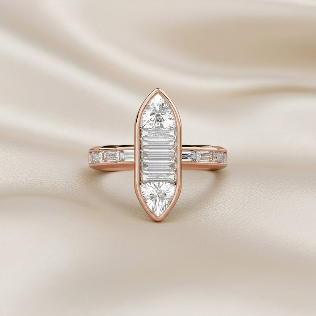 Trillion and Baguette Shape 3.60 Carat Lab Grown Diamond Engagement Ring