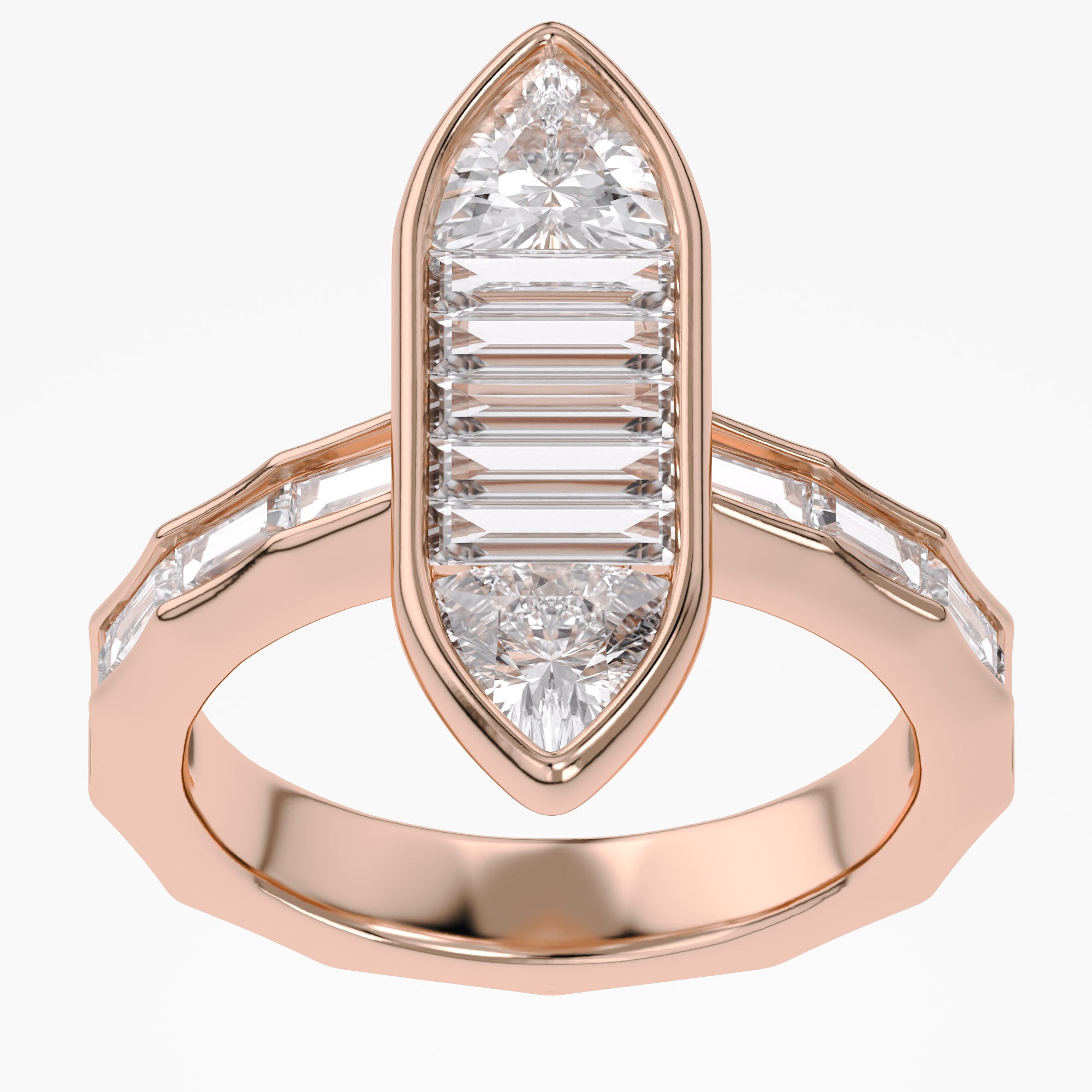 Trillion and Baguette Shape 3.60 Carat Lab Grown Diamond Engagement Ring