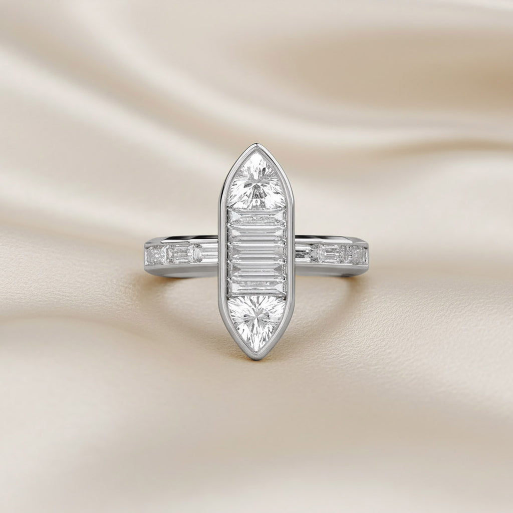 Trillion and Baguette Shape 3.60 Carat Lab Grown Diamond Engagement Ring