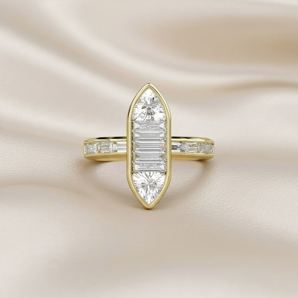 Trillion and Baguette Shape 3.60 Carat Lab Grown Diamond Engagement Ring