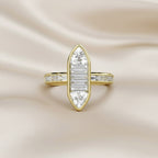 3.60 TCW Trillion and Baguette Shape Carat Lab Grown Diamond Engagement Ring