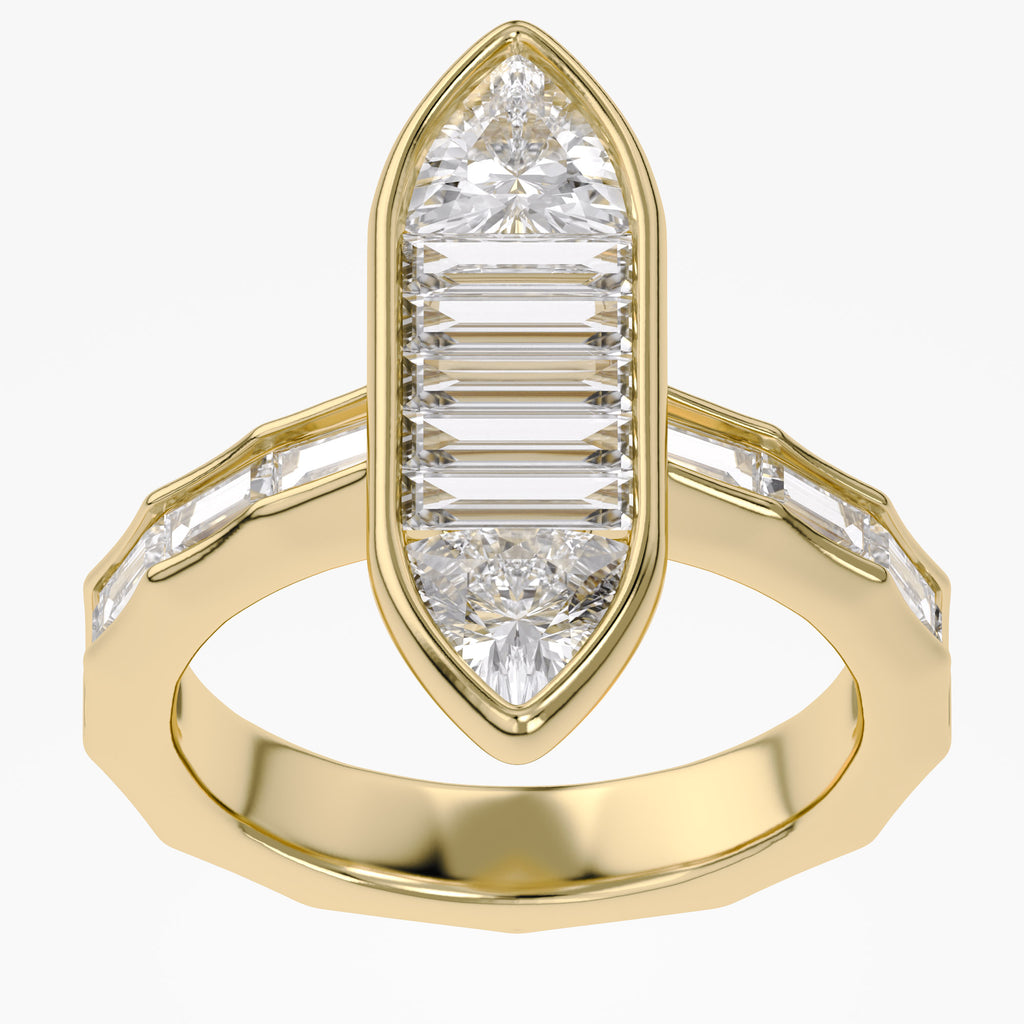 Trillion and Baguette Shape 3.60 Carat Lab Grown Diamond Engagement Ring