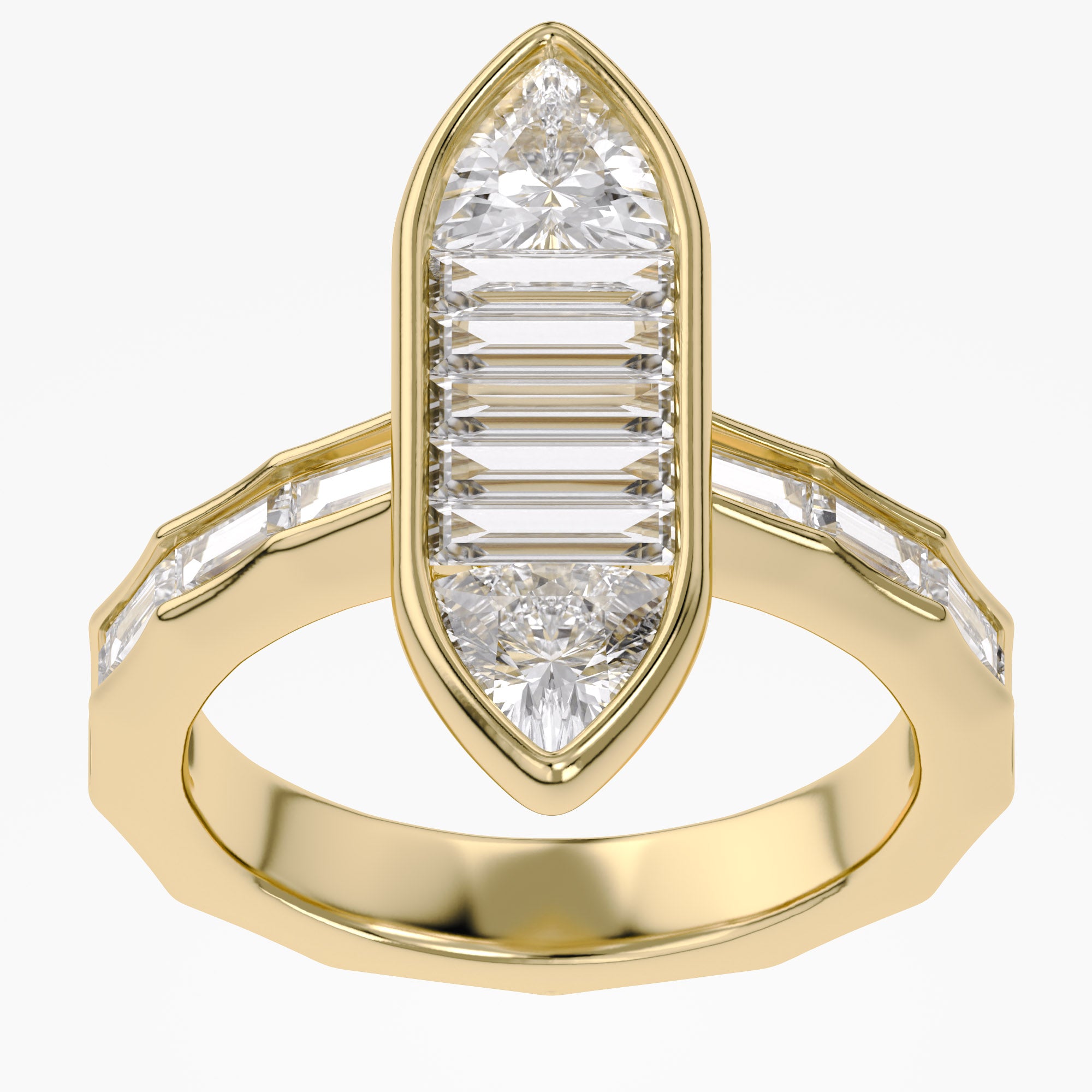 Trillion and Baguette Shape 3.60 Carat Lab Grown Diamond Engagement Ring