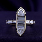 3.60 TCW Trillion and Baguette Shape Carat Lab Grown Diamond Engagement Ring