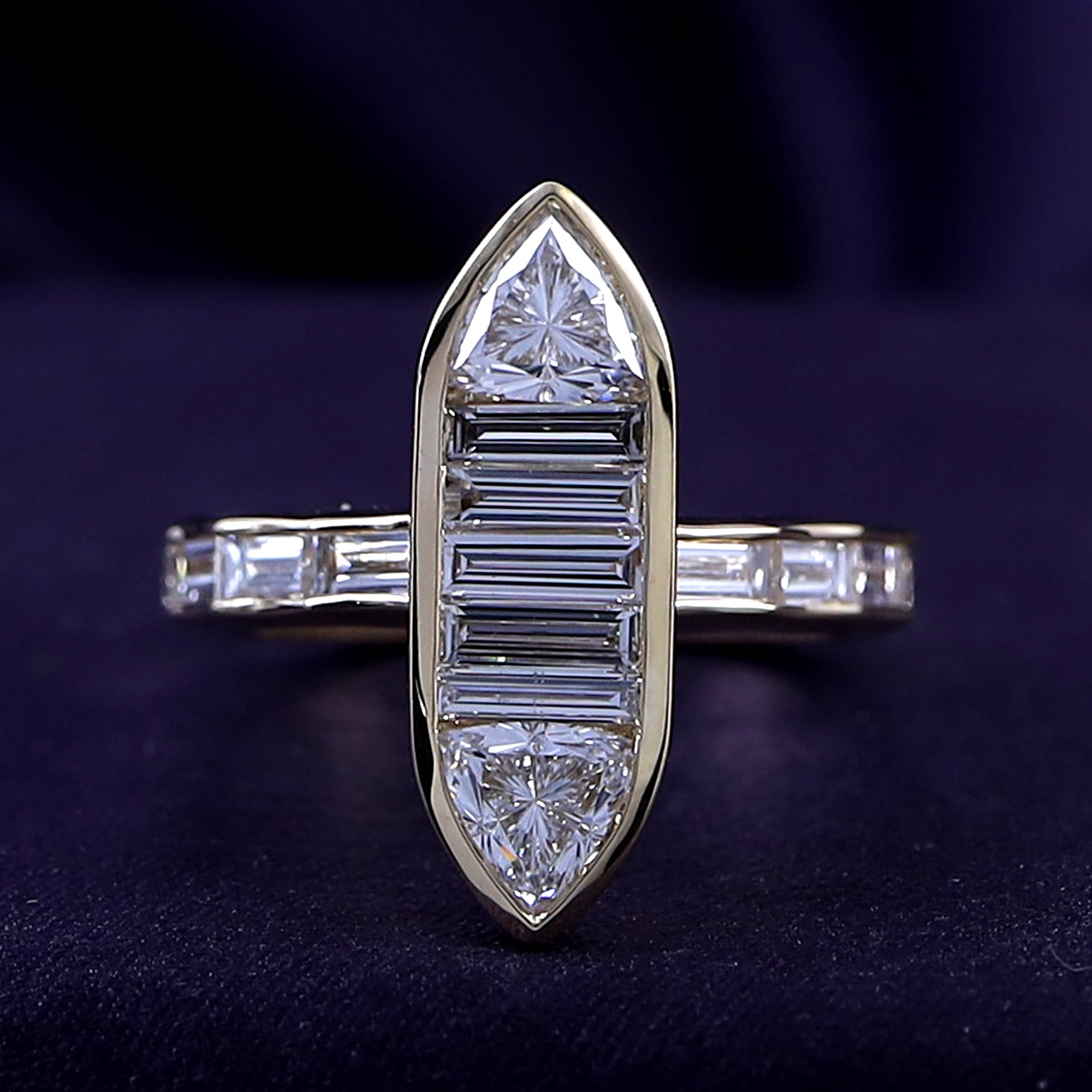 Trillion and Baguette Shape 3.60 Carat Lab Grown Diamond Engagement Ring