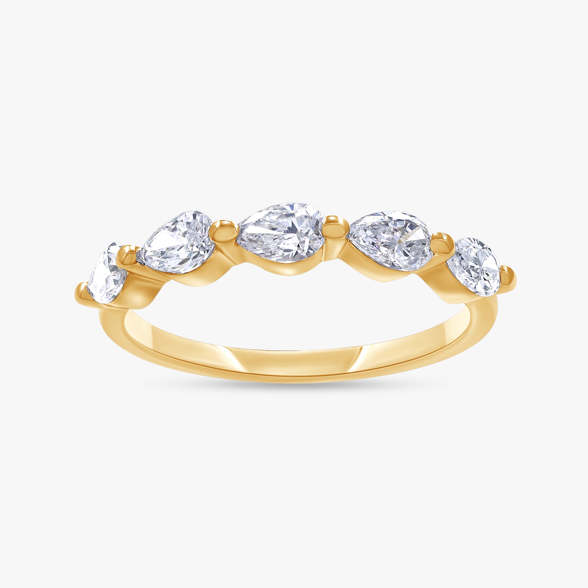 1.00 CTW Pear Shape Lab Grown Diamond 5-Stone Band Ring