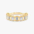 1.10 CTW Emerald and Oval Cut Lab Grown Diamond Half Eternity Band Ring