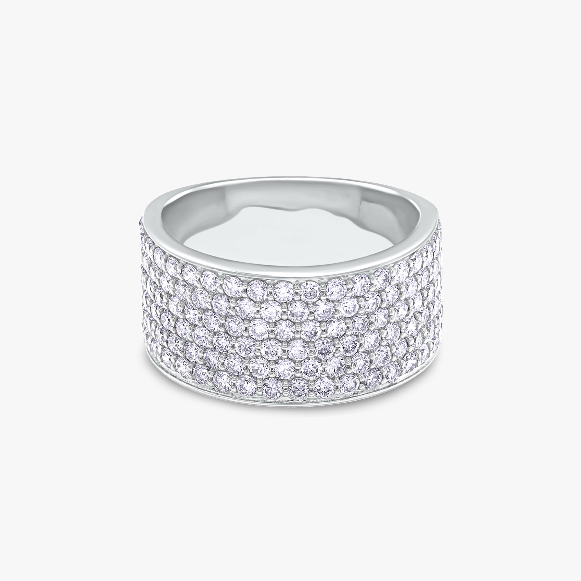 2.00 Carat Round Cut Lab Grown Diamond 6 Row Diamond Ring