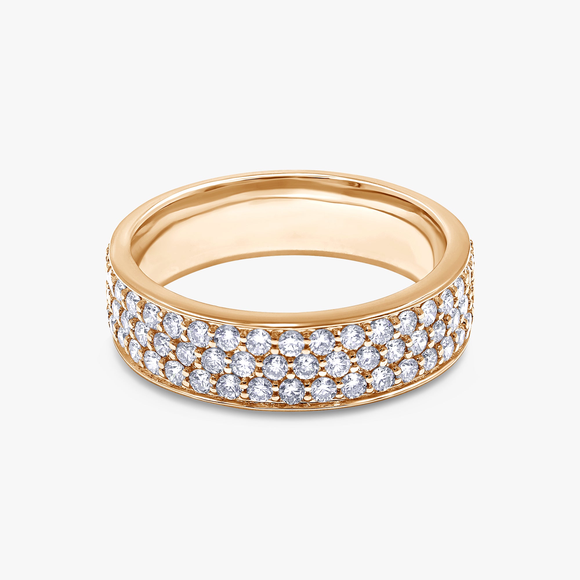 0.95 Carat Round Cut Lab Grown Diamond Three Row Band Ring
