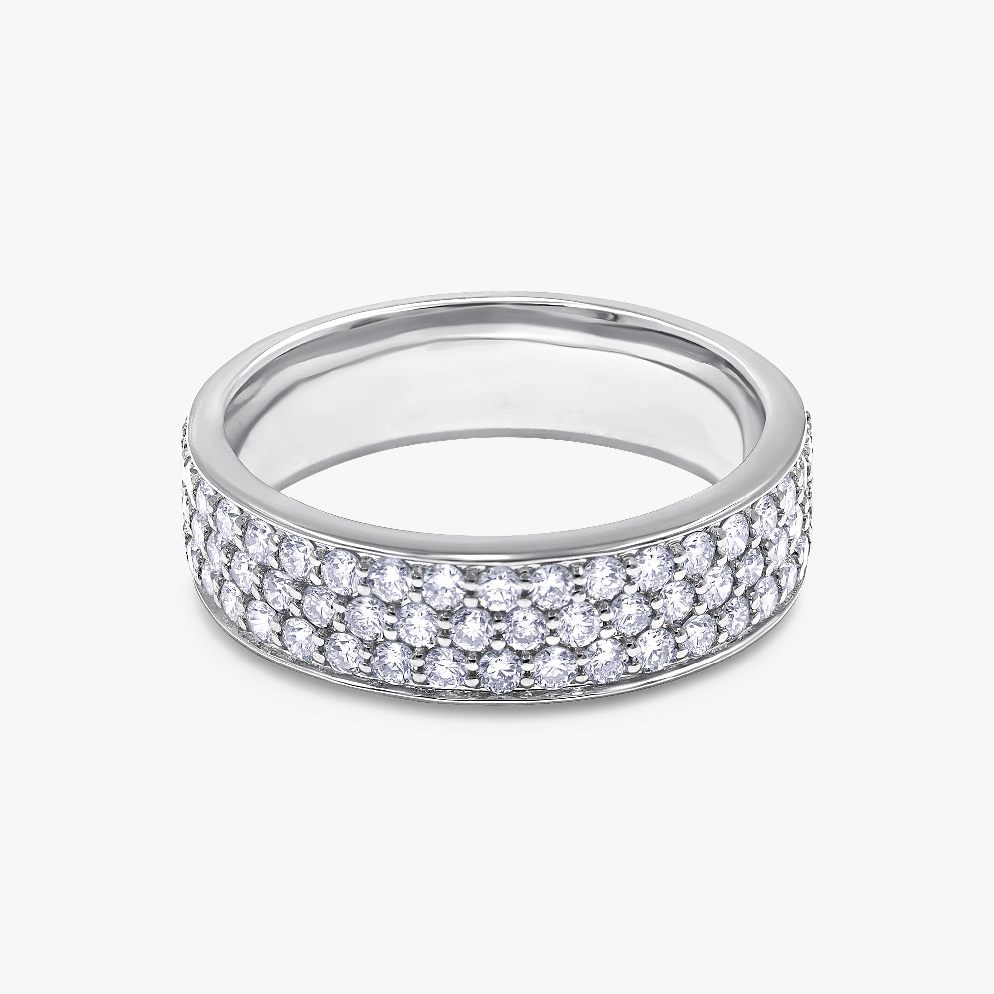 0.95 Carat Round Cut Lab Grown Diamond Three Row Band Ring
