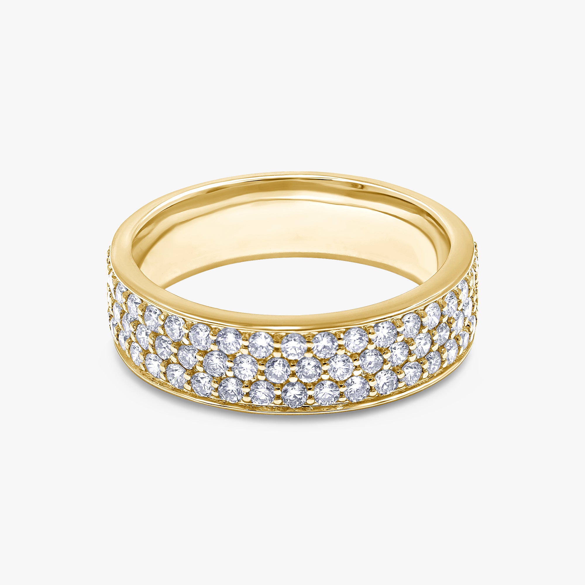 0.95 Carat Round Cut Lab Grown Diamond Three Row Band Ring
