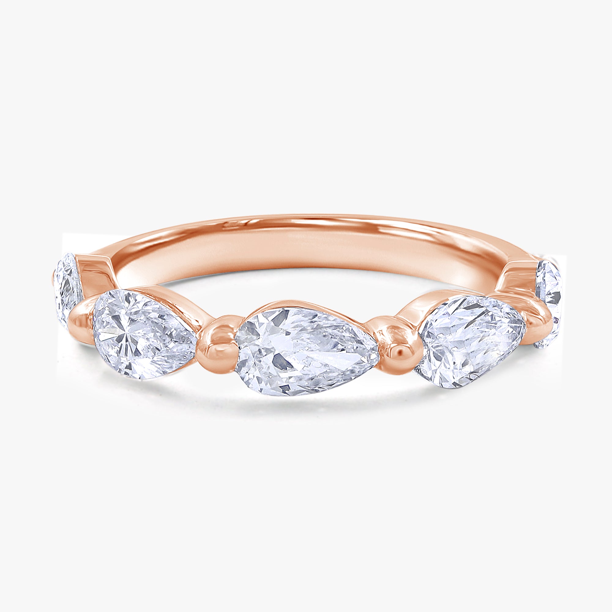 1.05 Carat Pear Shape Lab Grown Diamond 5-Stone Engagement Ring