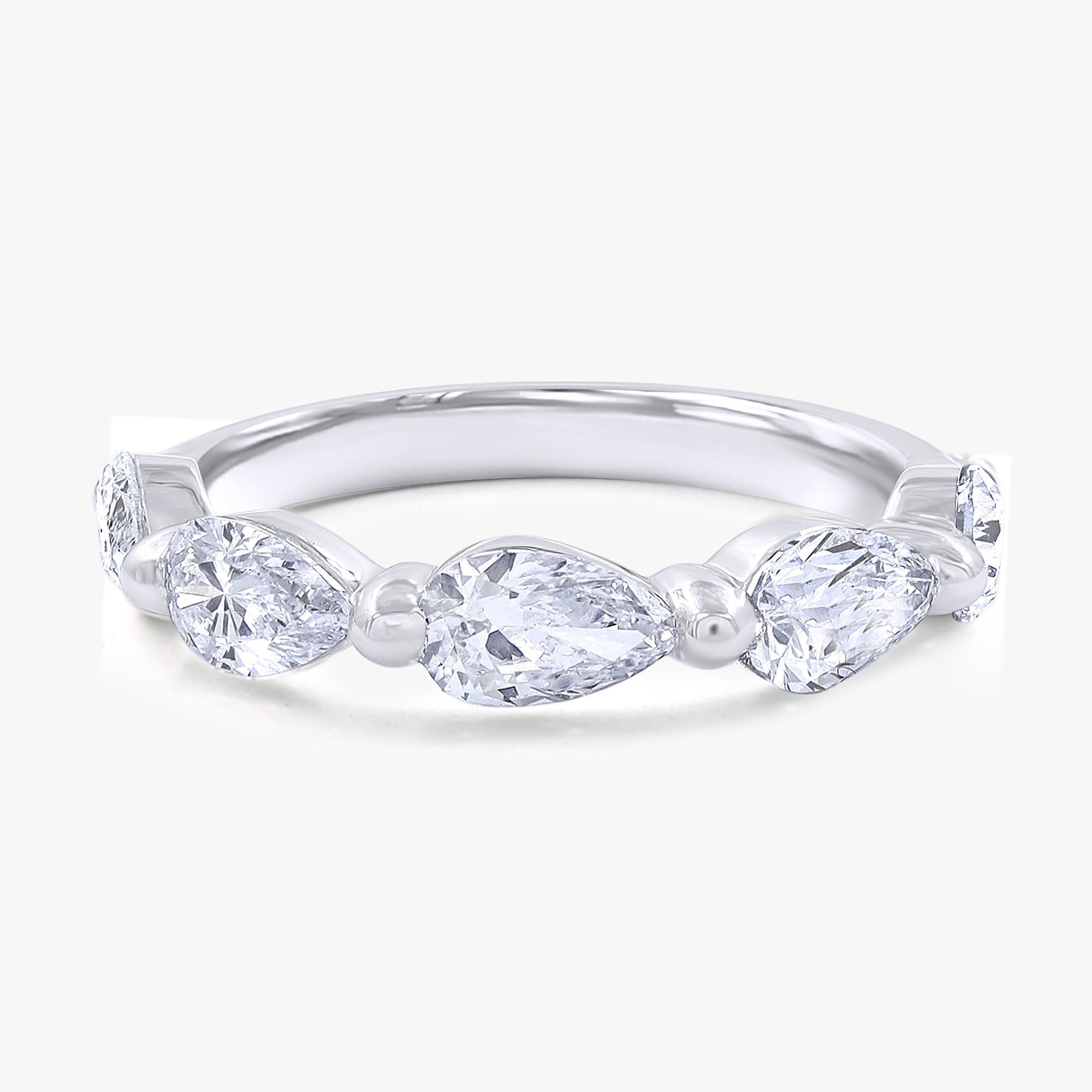 1.05 Carat Pear Shape Lab Grown Diamond 5-Stone Engagement Ring