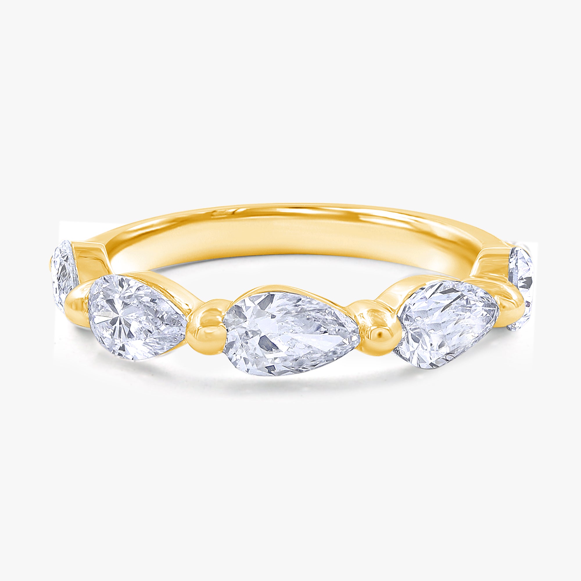 1.05 Carat Pear Shape Lab Grown Diamond 5-Stone Engagement Ring