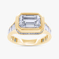 3.47 Carat Lab Grown Diamond  Emerald Cut White Diamond and Baguette Engagement Ring