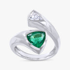 1.70 Carat Trilliant Cut Lab Grown Diamond and Gemstone Bypass Ring