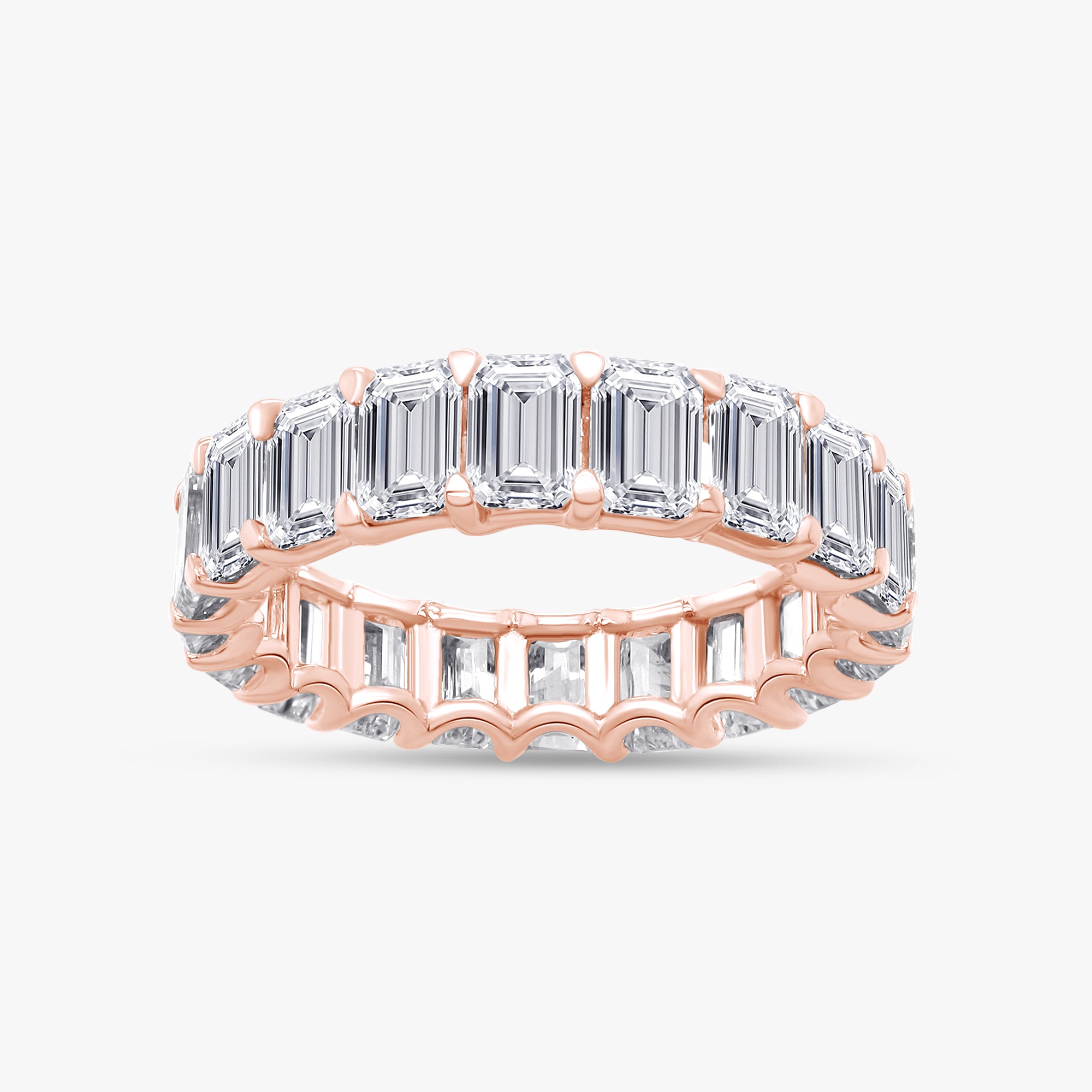 5.20 Carat Emerald Cut Lab Grown Diamond Full Eternity Band Ring