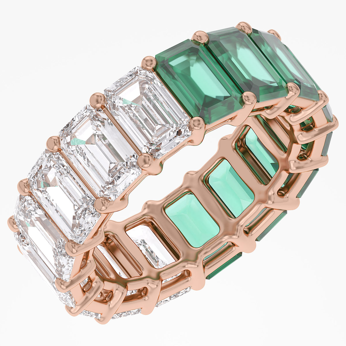 11.25 Carat Emerald Cut Lab Grown Diamond Full Eternity Wedding Band Ring