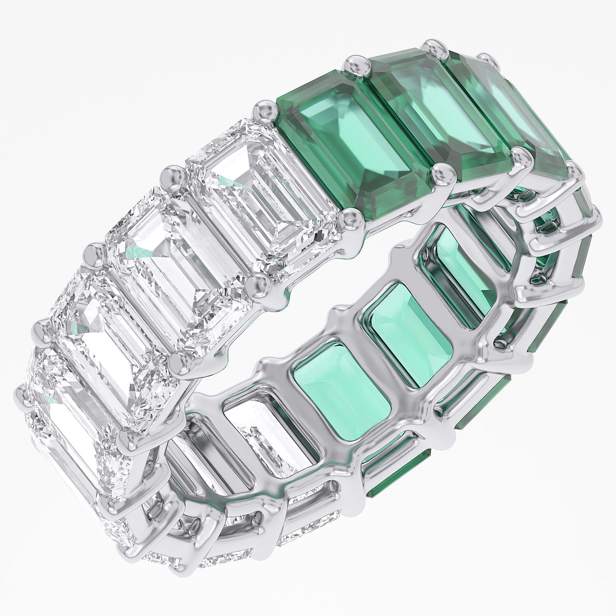11.25 Carat Emerald Cut Lab Grown Diamond Full Eternity Wedding Band Ring