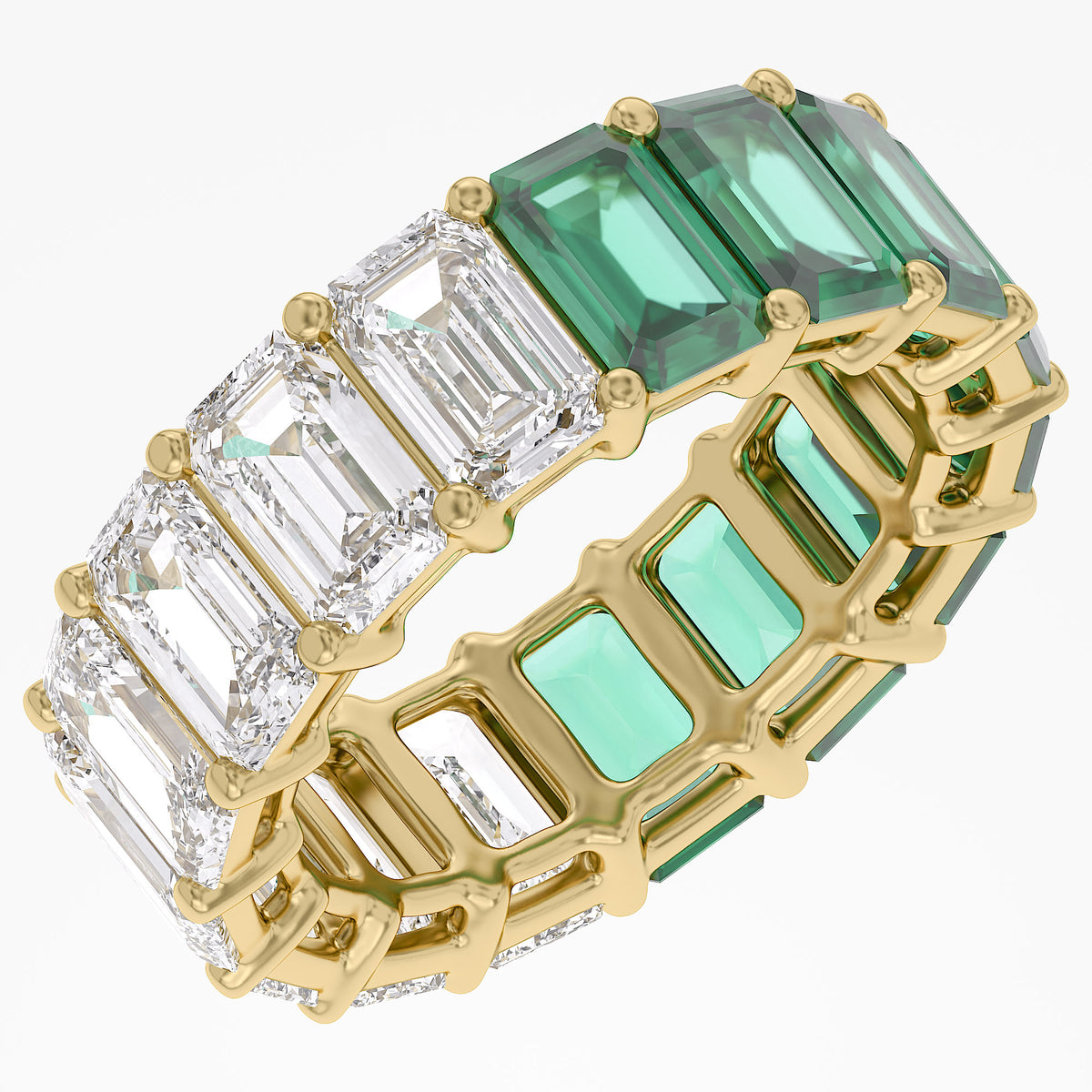 11.25 Carat Emerald Cut Lab Grown Diamond Full Eternity Wedding Band Ring