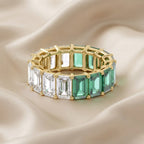 11.25 Carat Emerald Cut Lab Grown Diamond Full Eternity Wedding Band Ring