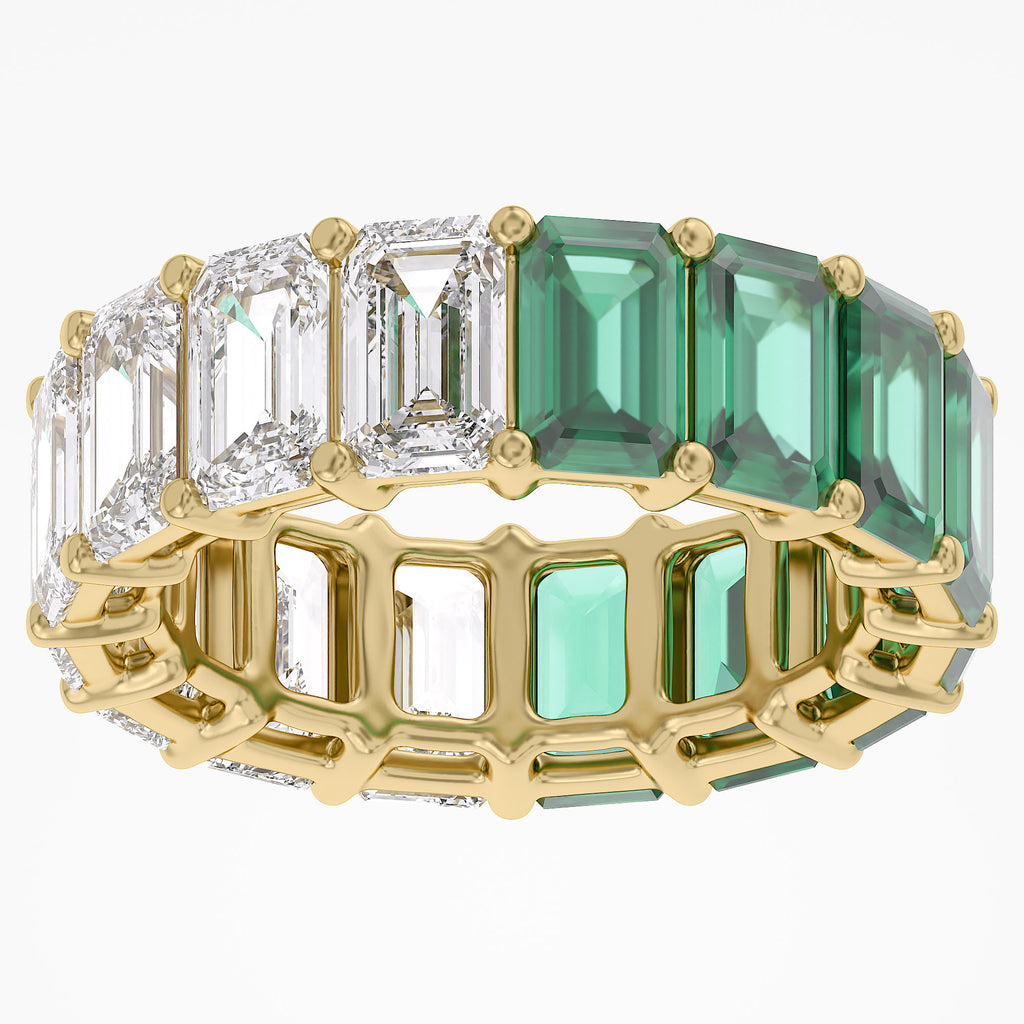 11.25 Carat Emerald Cut Lab Grown Diamond Full Eternity Wedding Band Ring