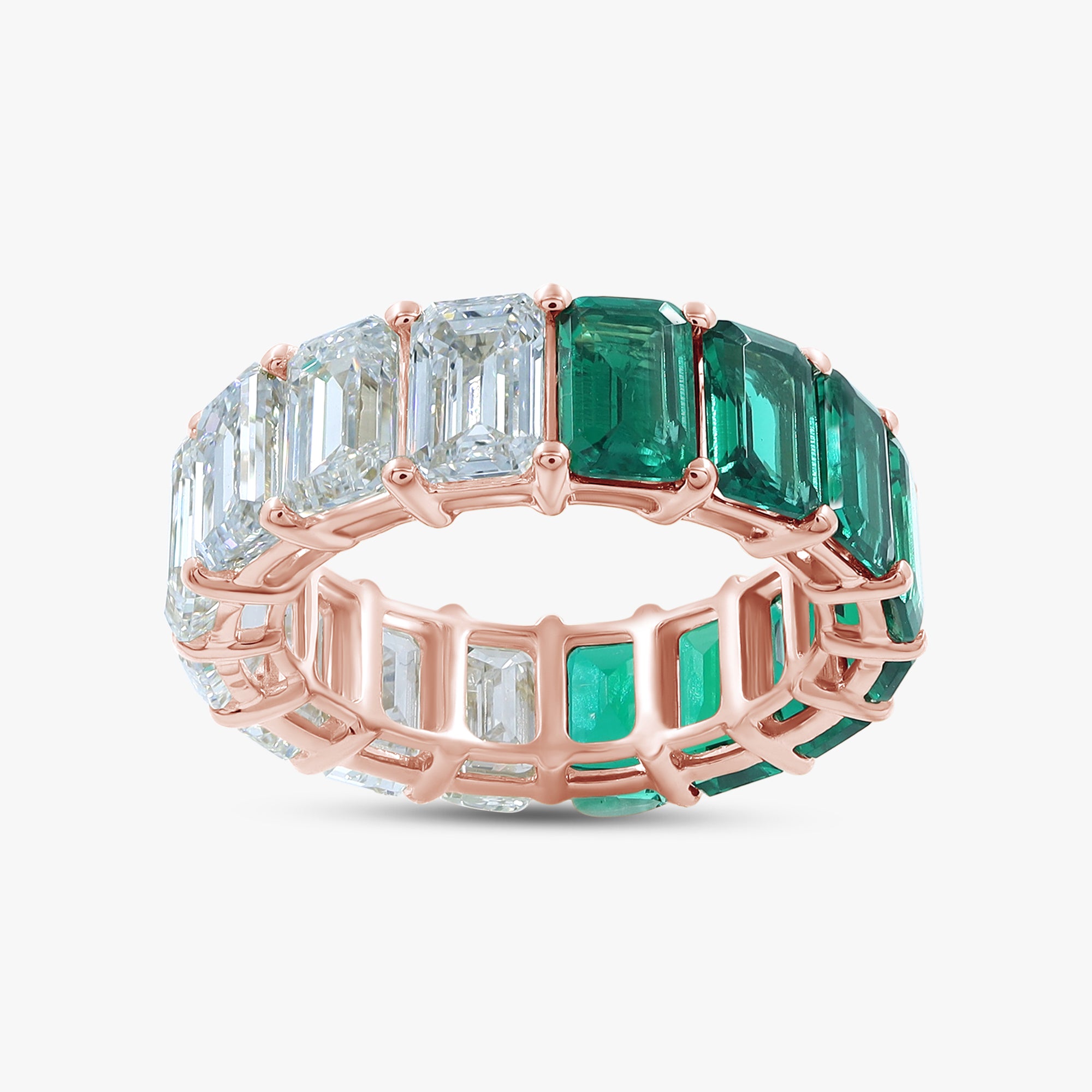 11.25 Carat Emerald Cut Lab Grown Diamond Full Eternity Wedding Band Ring