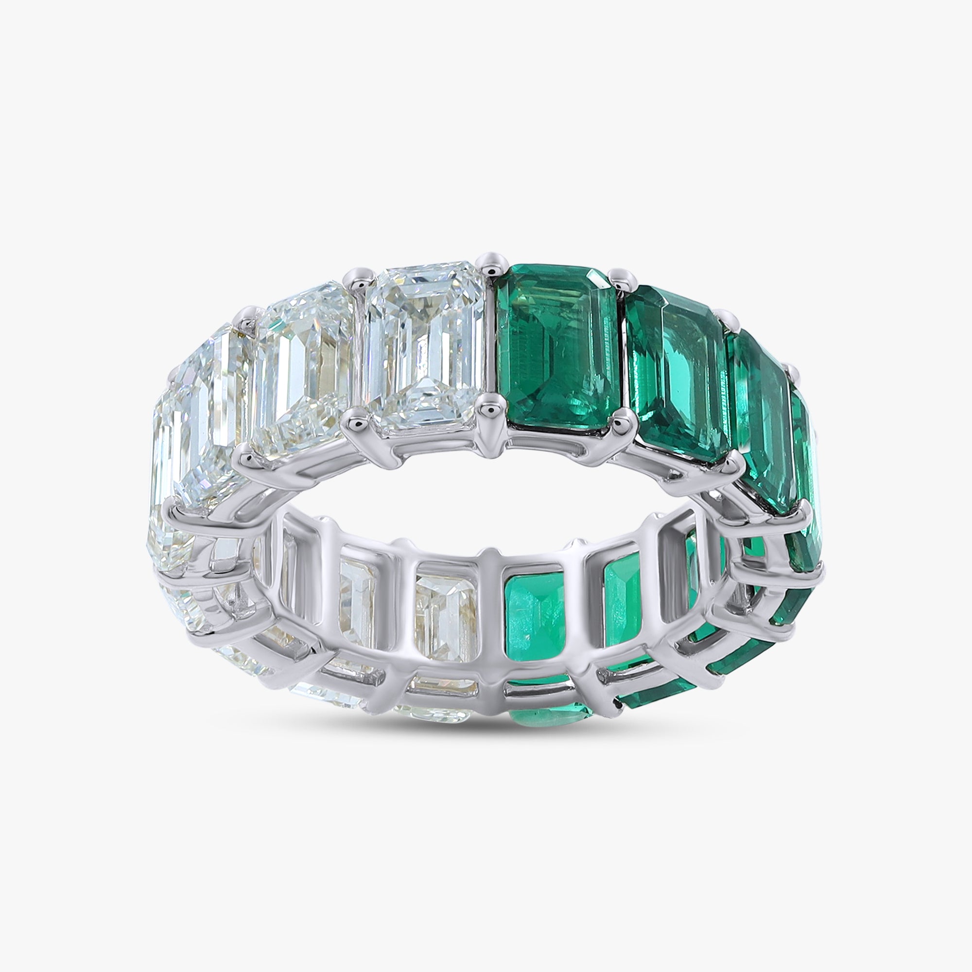 11.25 Carat Emerald Cut Lab Grown Diamond Full Eternity Wedding Band Ring