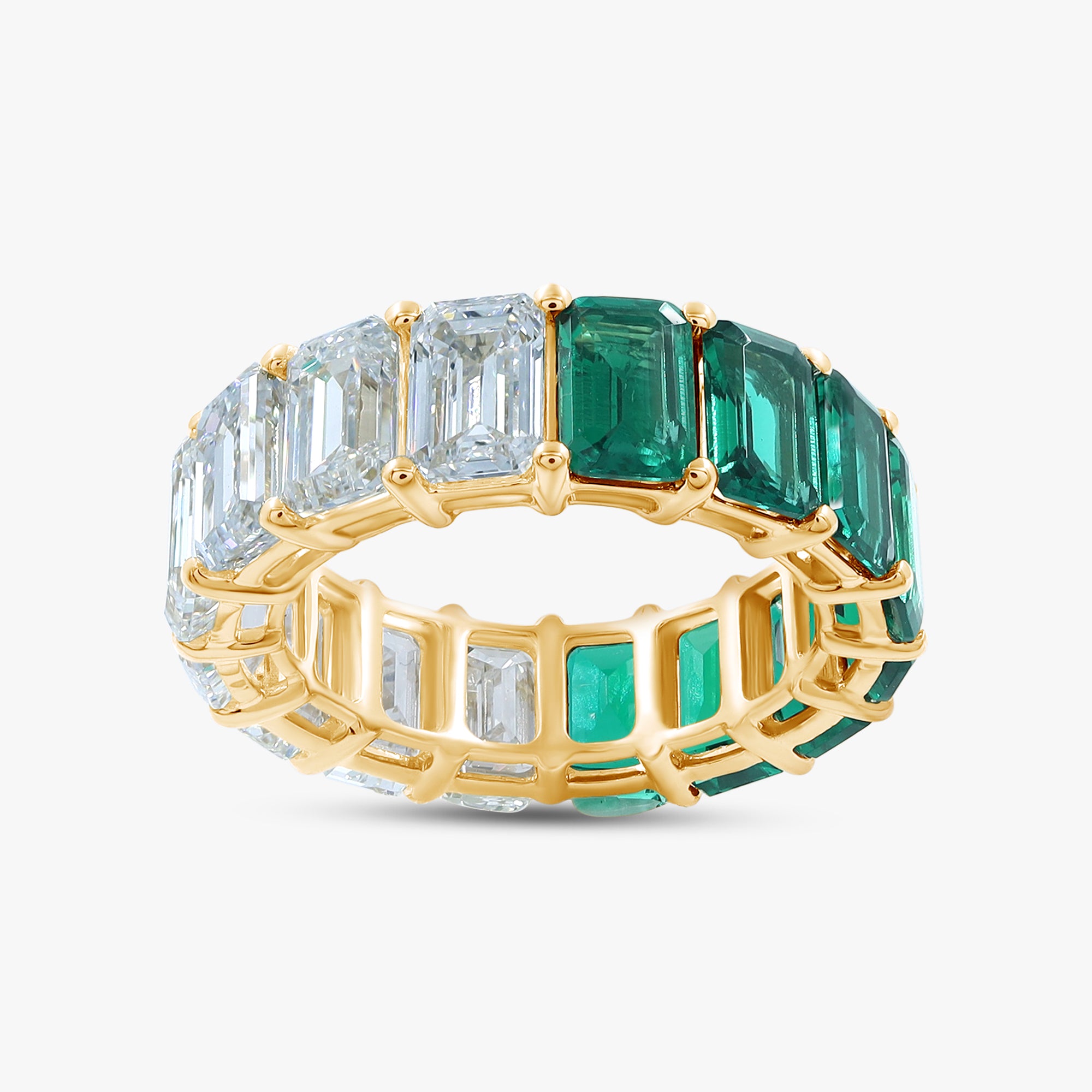 11.25 Carat Emerald Cut Lab Grown Diamond Full Eternity Wedding Band Ring
