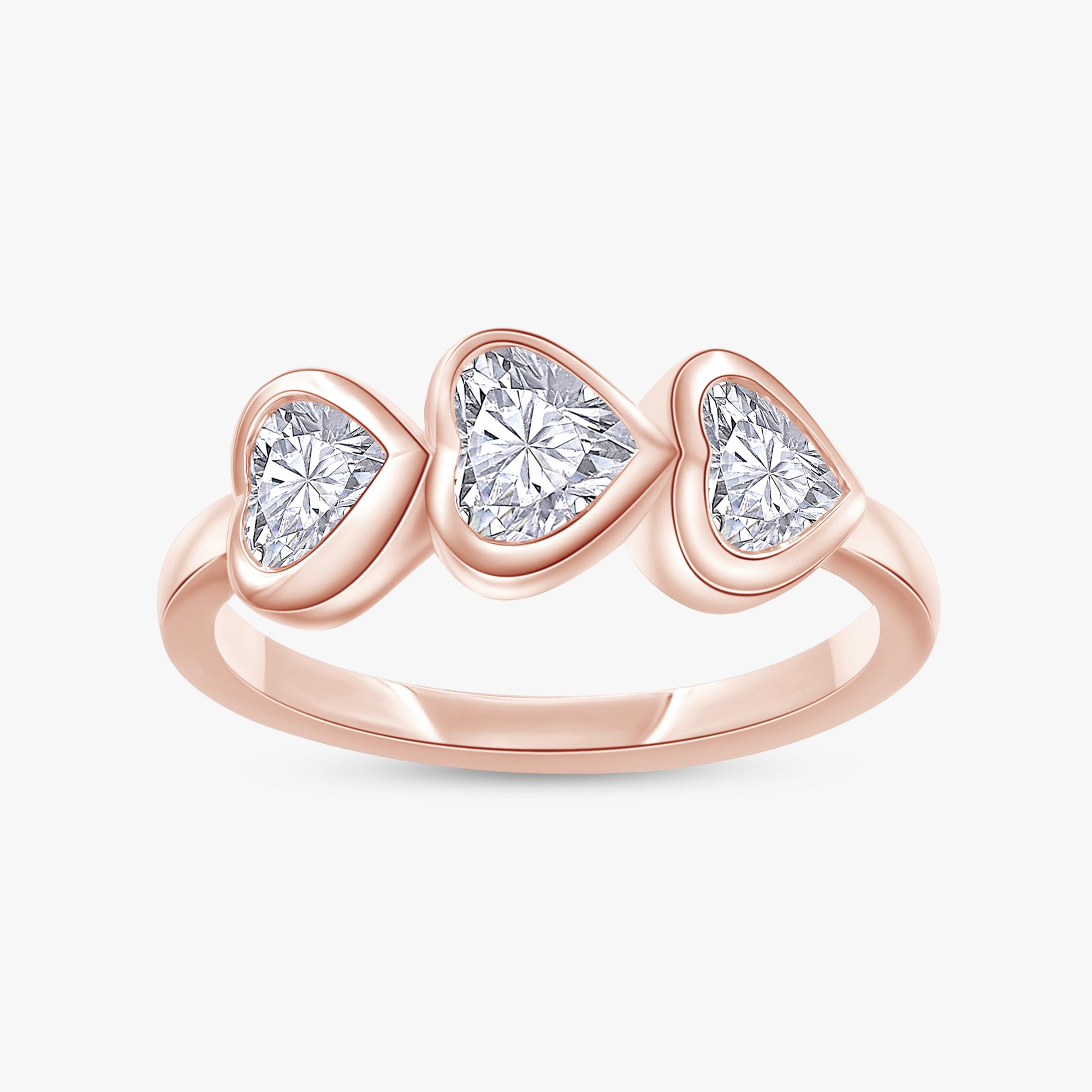1.00 Carat Heart Shape Lab Grown Diamond 3-Stone Engagement Ring