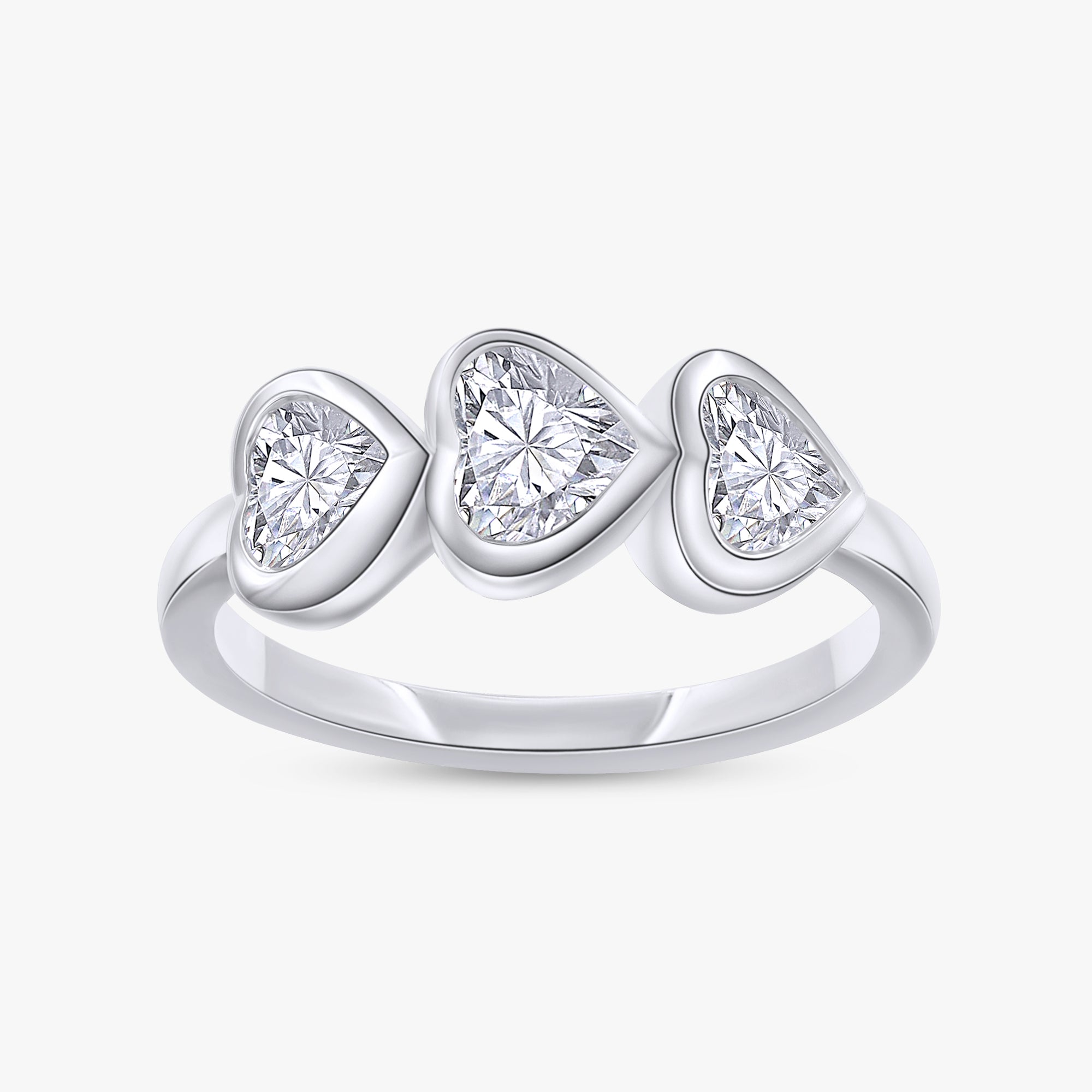 1.00 Carat Heart Shape Lab Grown Diamond 3-Stone Engagement Ring