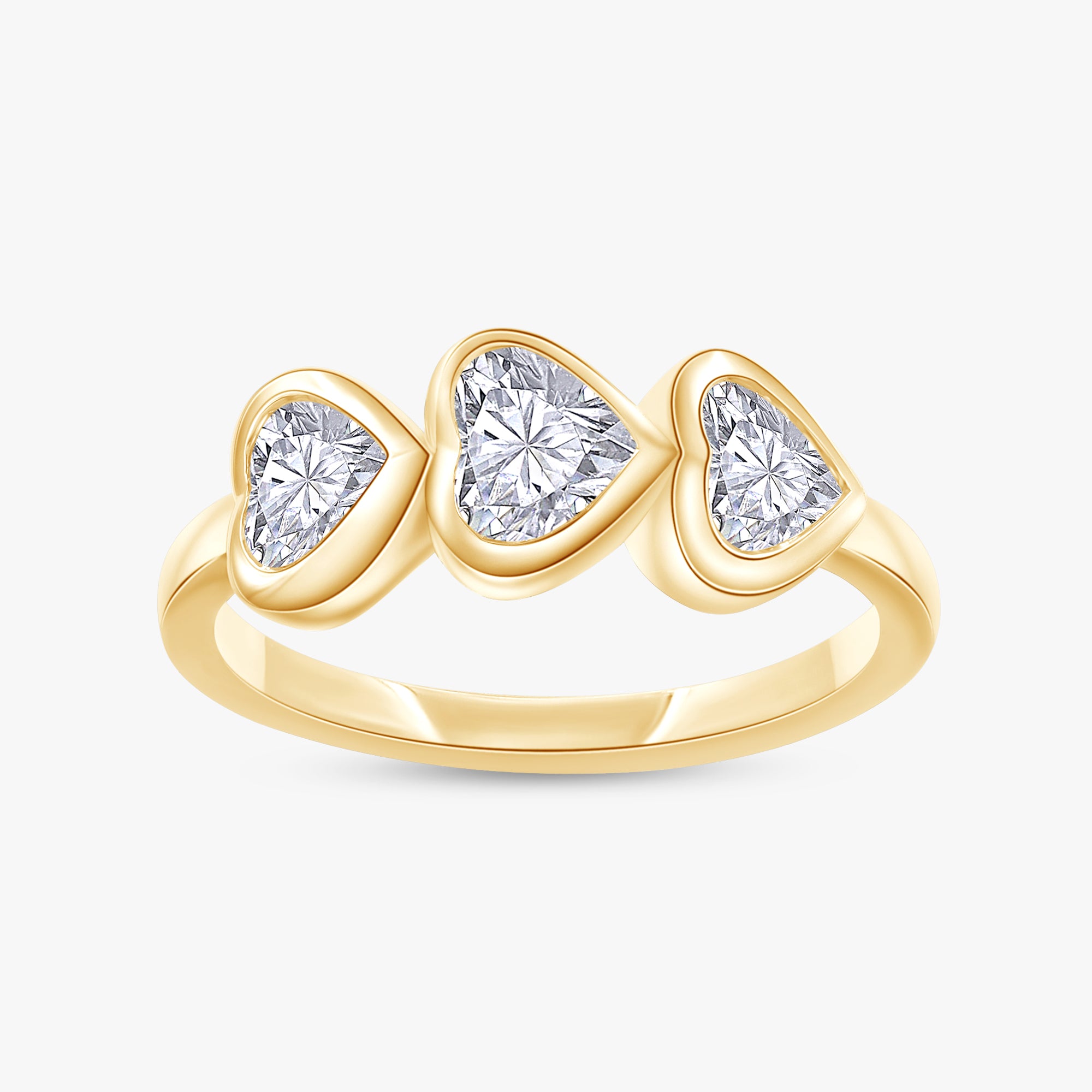 1.00 Carat Heart Shape Lab Grown Diamond 3-Stone Engagement Ring