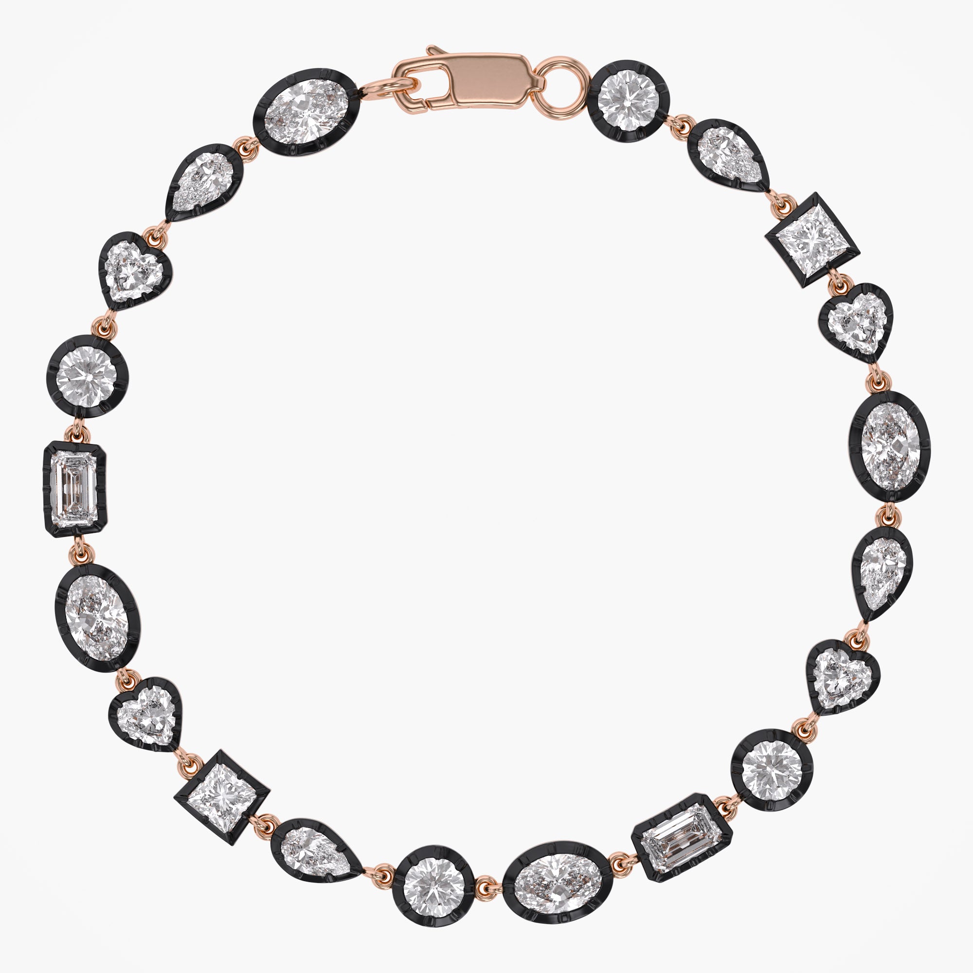 Multi Shape 5.75 Carat Lab Grown Diamond Two Tone Bracelet