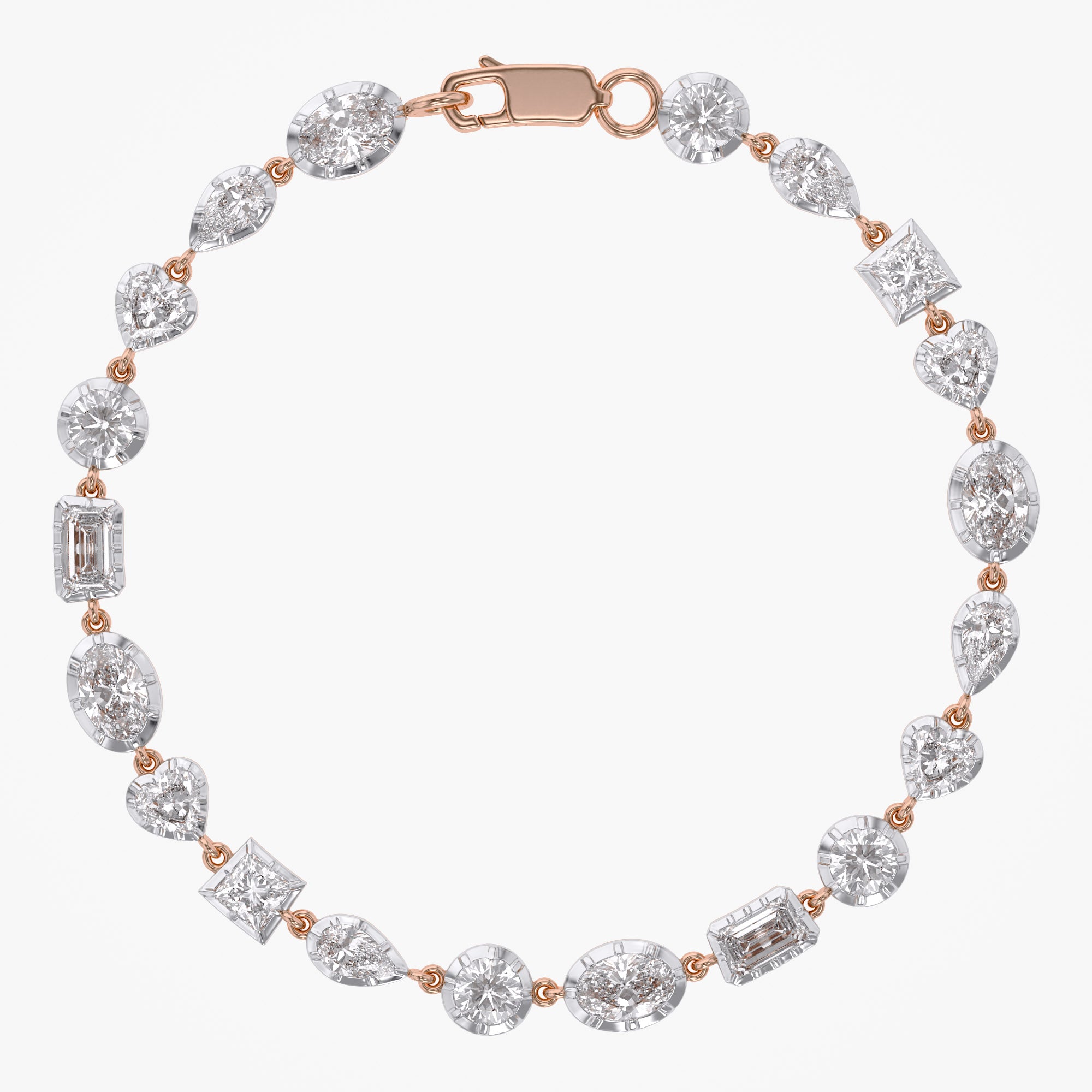 Multi Shape 5.75 Carat Lab Grown Diamond Two Tone Bracelet