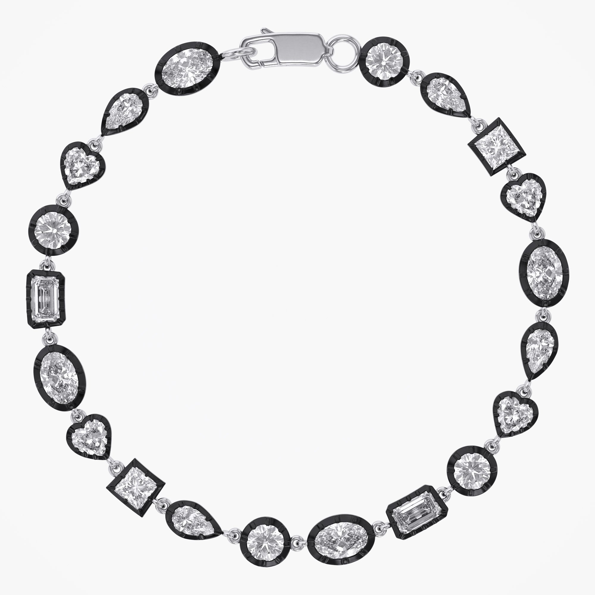 Multi Shape 5.75 Carat Lab Grown Diamond Two Tone Bracelet