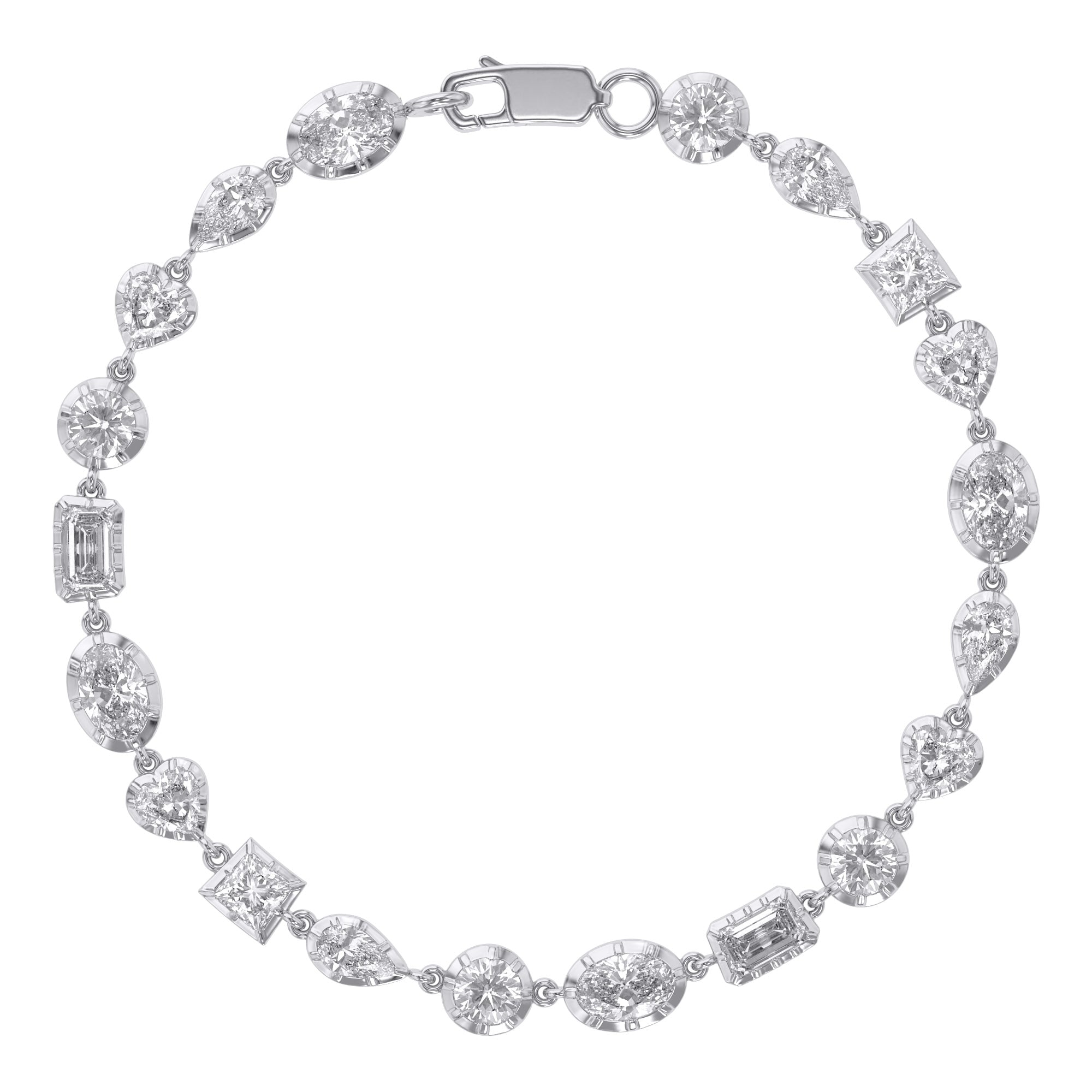 Multi Shape 5.75 Carat Lab Grown Diamond Two Tone Bracelet