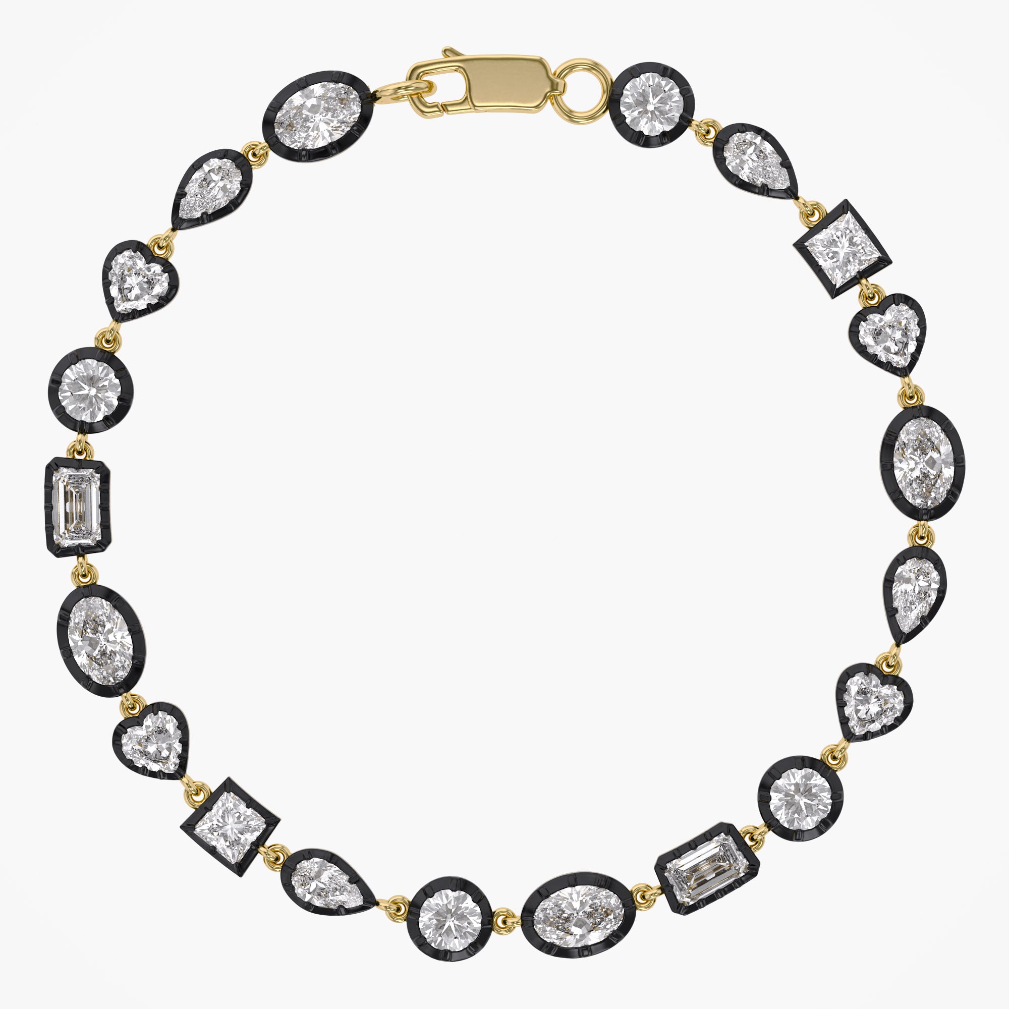 Multi Shape 5.75 Carat Lab Grown Diamond Two Tone Bracelet