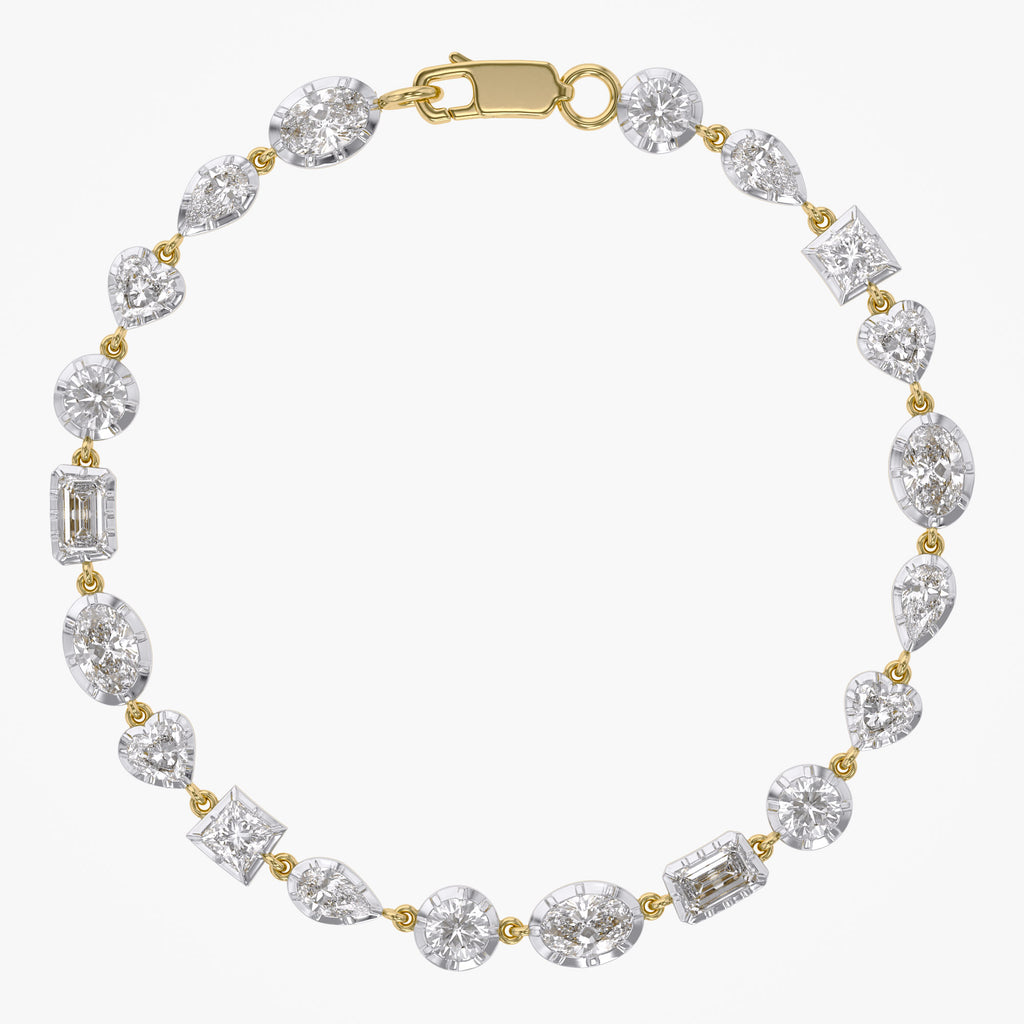 Multi Shape 5.75 Carat Lab Grown Diamond Two Tone Bracelet