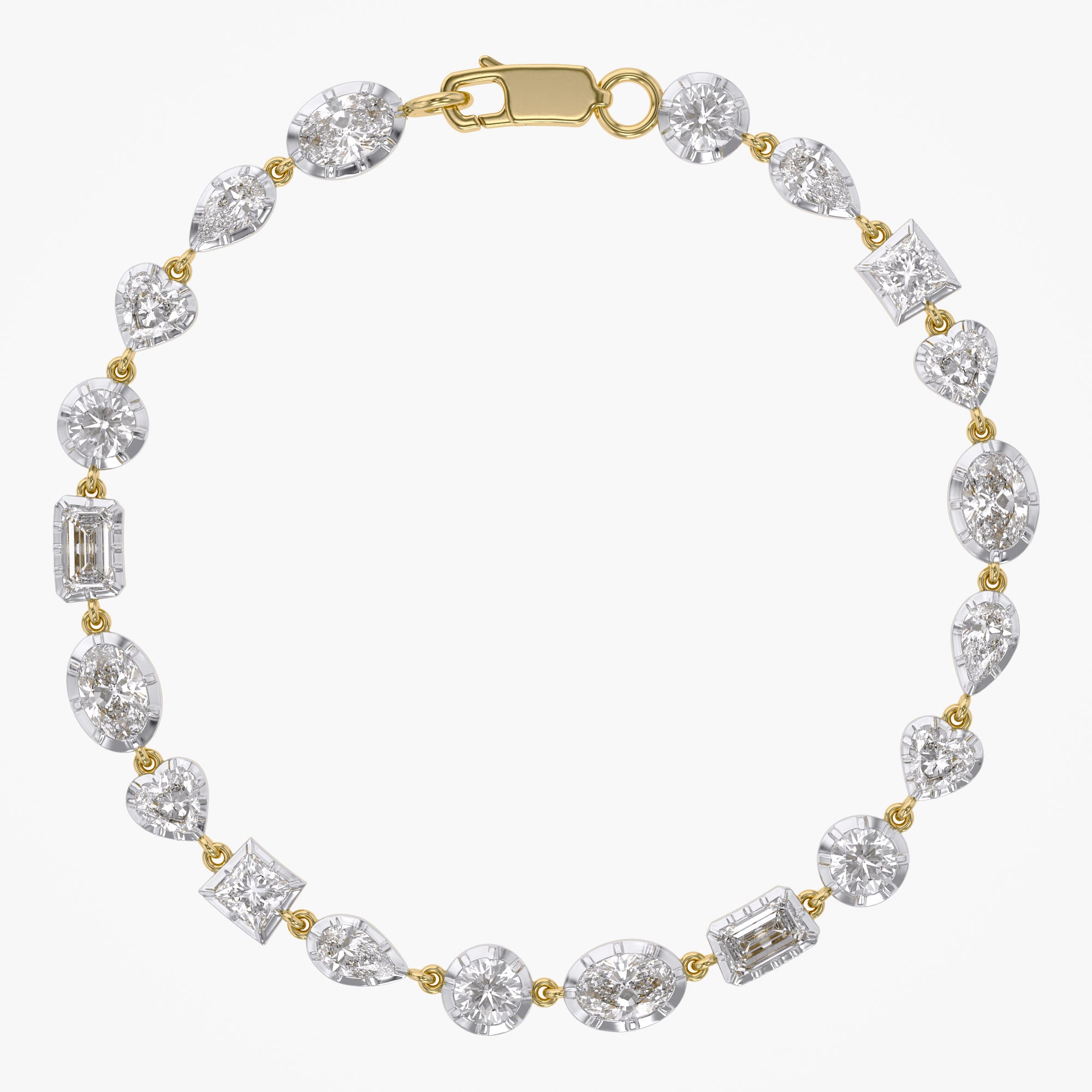 Multi Shape 5.75 Carat Lab Grown Diamond Two Tone Bracelet