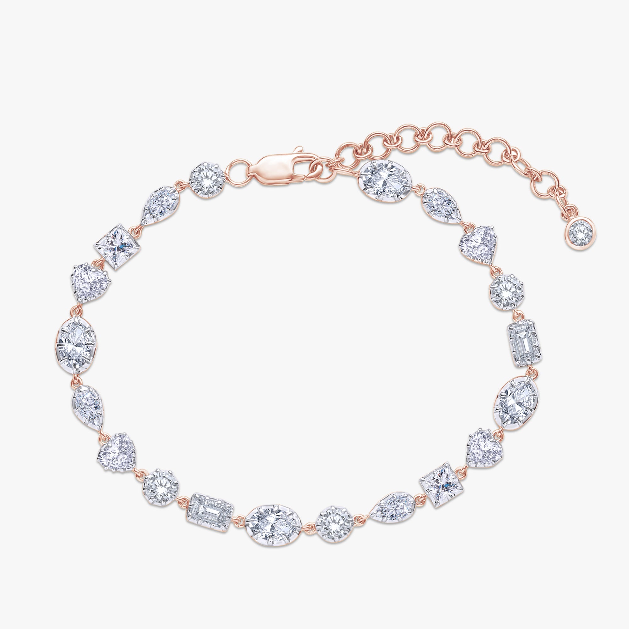 Multi Shape 5.80 Carat Lab Grown Diamond Two Tone Bracelet