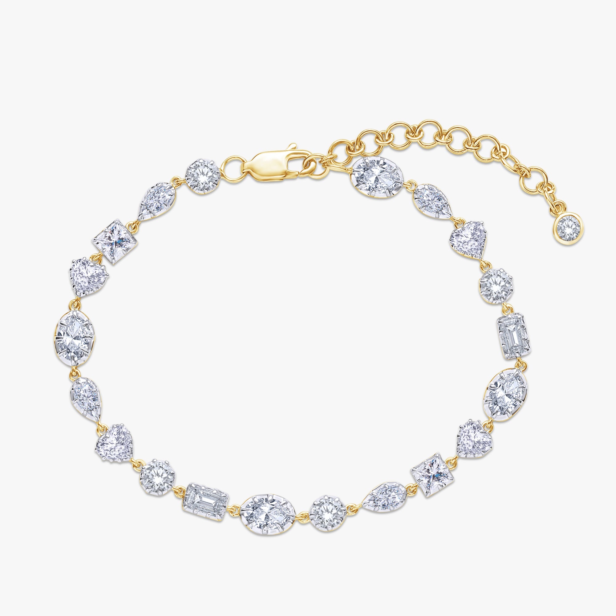 Multi Shape 5.80 Carat Lab Grown Diamond Two Tone Bracelet