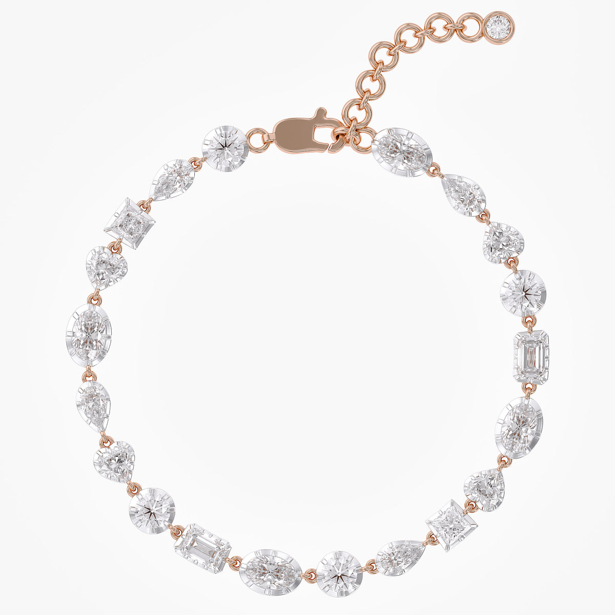 5.70 TCW Multi Shape Lab Grown Diamond Two Tone Bracelet