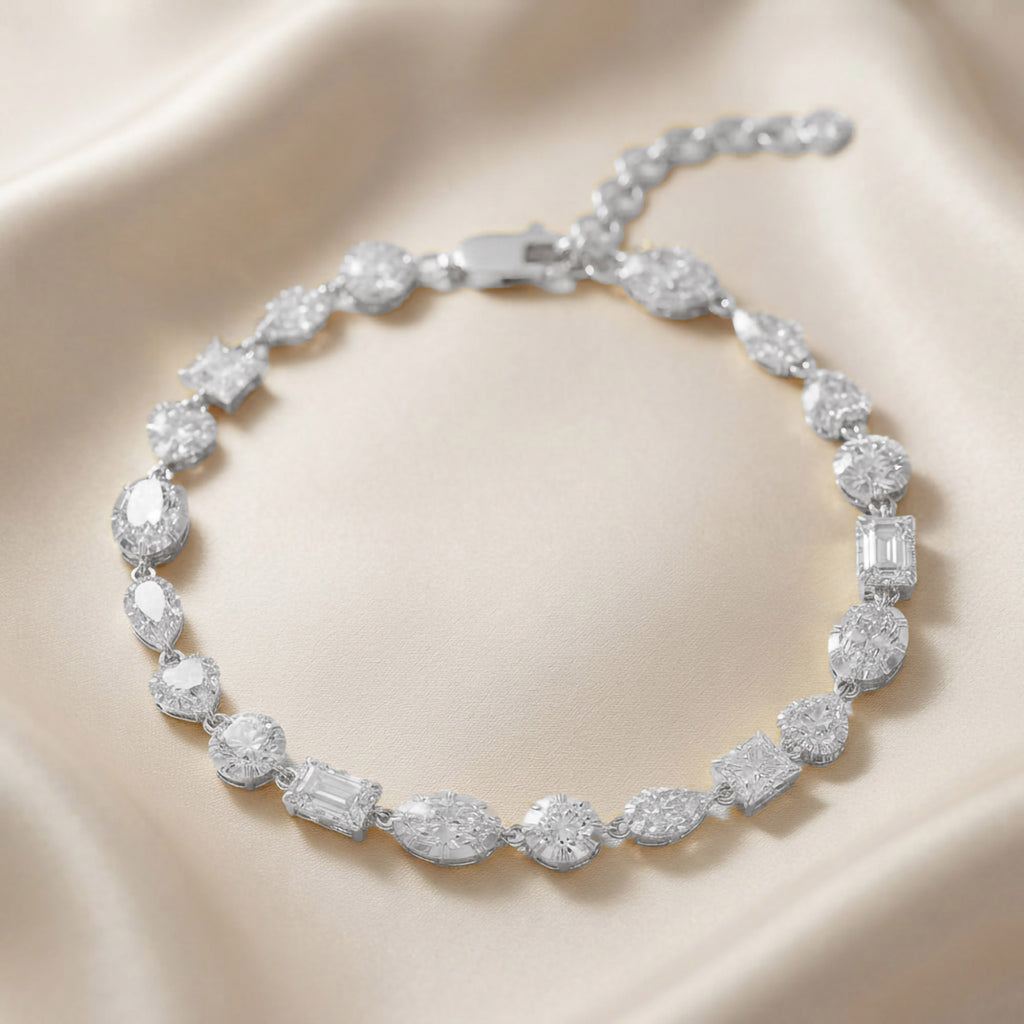 5.70 TCW Multi Shape Lab Grown Diamond Two Tone Bracelet