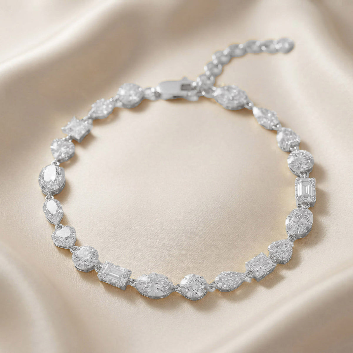 5.70 TCW Multi Shape Lab Grown Diamond Two Tone Bracelet