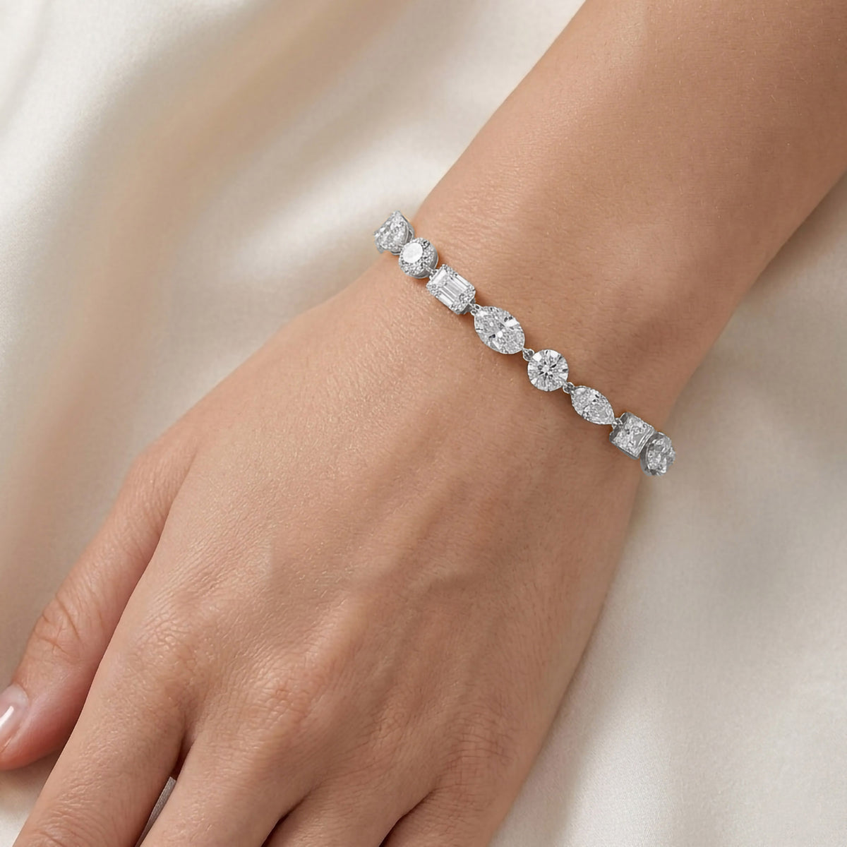 5.70 TCW Multi Shape Lab Grown Diamond Two Tone Bracelet