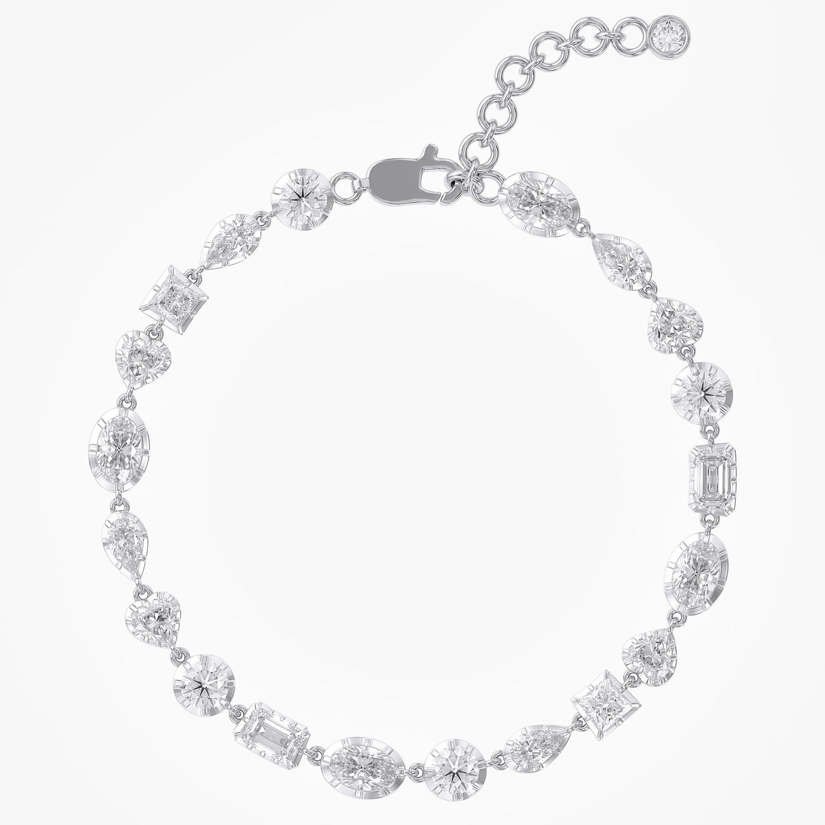 5.70 TCW Multi Shape Lab Grown Diamond Two Tone Bracelet