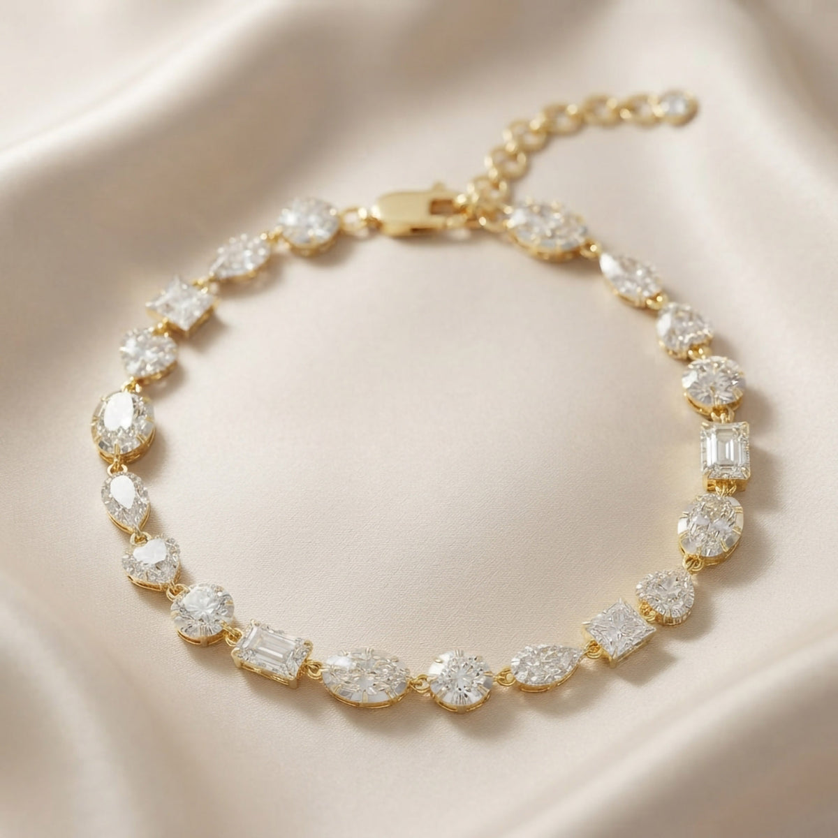 5.70 TCW Multi Shape Lab Grown Diamond Two Tone Bracelet